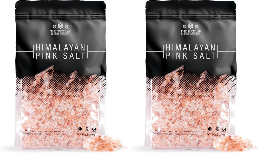 The Spice Lab Pink Himalayan Salt – Coarse Grain for Grinder, 2.2 lb / 1 Kilo – Gourmet Himalayan Salt Pure Crystal – Kosher & Natural Certified (Pack of 2)