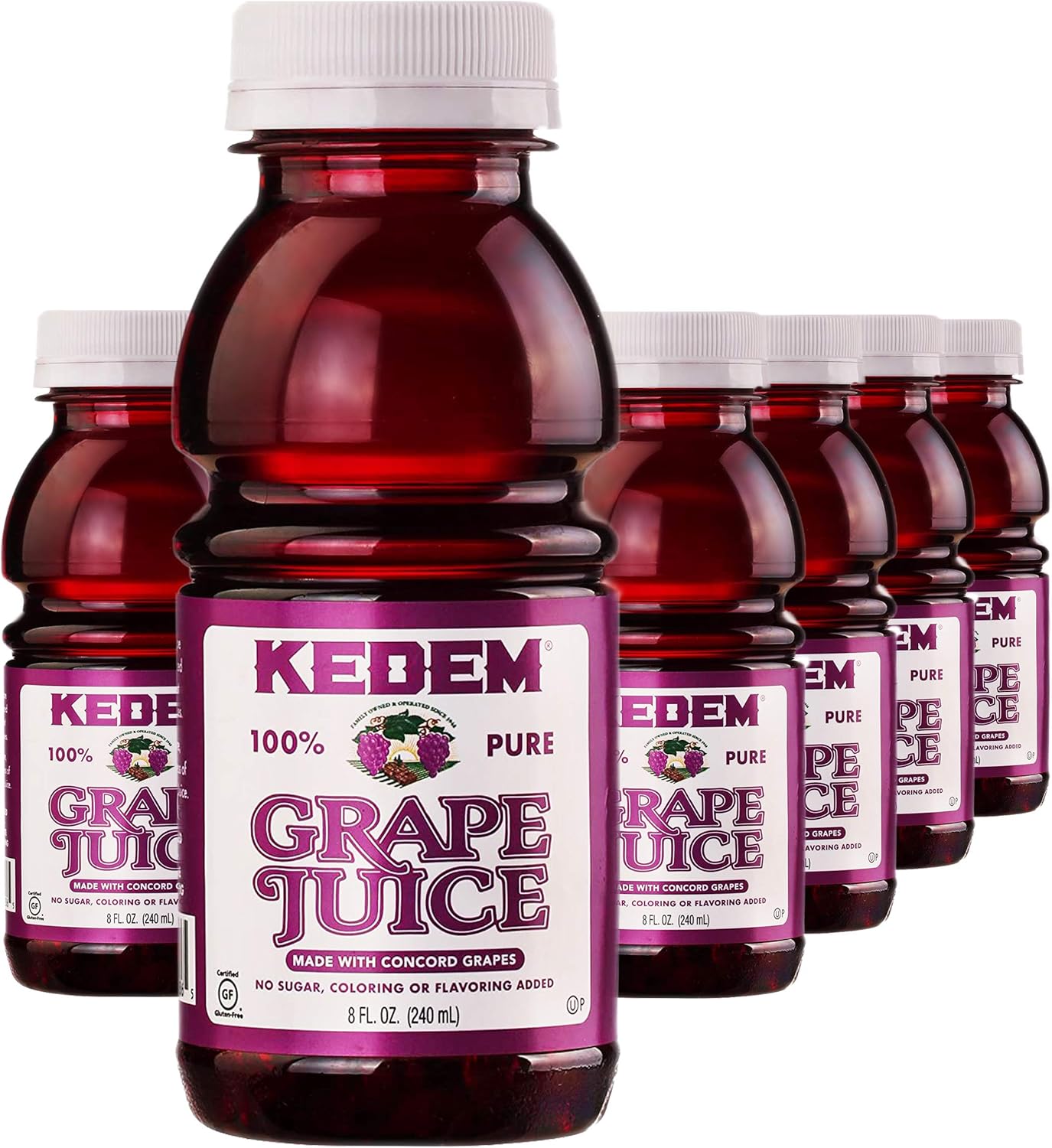 Kedem Grape Juice, 8oz BPA Free Plastic Bottle (12 Pack) Made With Concord Grapes, Certified Kosher