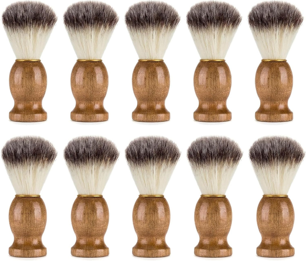 10 Pcs Wood Handled Badger Hair Shaving Brush Bulk Professional Salon Tools Beard Grooming Tool for Men Shave Accessory