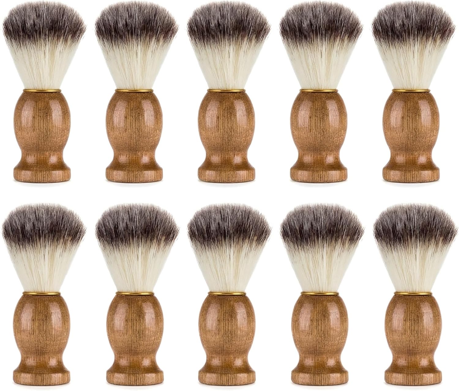 10 Pcs Wood Handled Badger Hair Shaving Brush Bulk Professional Salon Tools Beard Grooming Tool for Men Shave Accessory