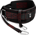 Ultimate Dip Belt | Secure Closure - No Sliding Down | Structured Back Support | 45-Angle Rings - Comfort Dip Position | 40” Strap & 2 Snap Hooks - for Dips, Pull Ups, Squats, Weight Lifting