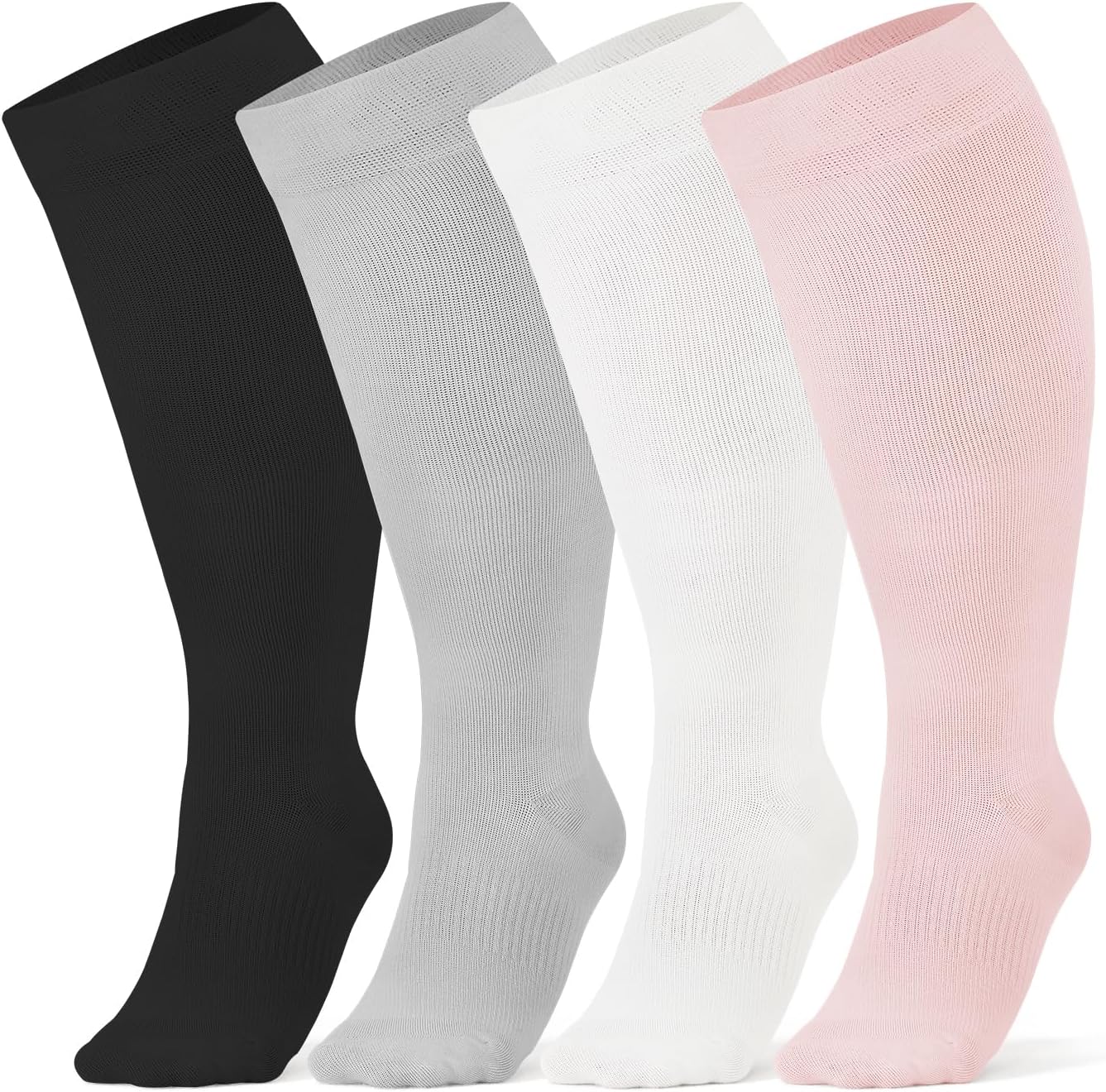 Breslatte Wide Calf Compression Socks for Women Men Plus Size 10-14 mmHg Circulation Knee High Support Stockings