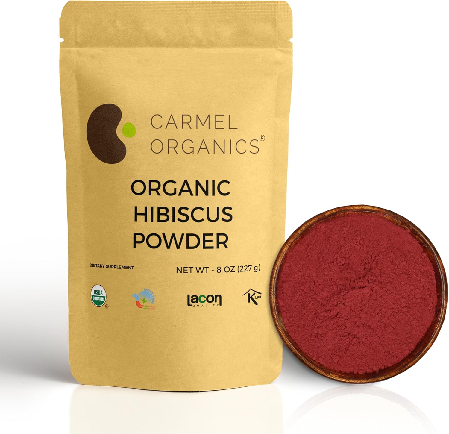 CARMEL ORGANICS Hibiscus Petals Powder 8 Ounce or 0.5 Lb(Pack of 1) | USDA Certified Organic| Non GMO & Gluten Free | Rich in Vitamin C | Indian Origin Hibiscus Petals Powder