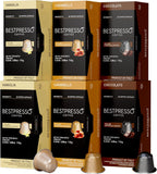 Bestpresso Coffee for Nespresso Original Machine 120 Aluminum pods Certified Genuine Espresso Variety Pack Caramel,Vanilla and Chocolate