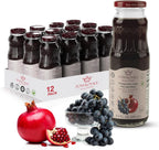 Pure Pomegranate Juice with Grape, 8.4 Fl Oz Glass Bottle (Pack of 12), Cold Pressed, Not from Concentrate, Non-GMO, No Sugar Added, Gluten Free, Preservative Free