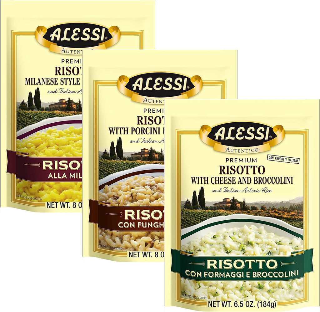 Alessi Autentico, Premium Seasoned Risotto, Italian Arborio Rice, Easy to Prepare, 8oz (Variety Pack, Pack of 3)