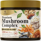 Mushroom Powder Supplement - 11-in-1 Blend - Organic Lions Mane, Reishi, Cordyceps, Chaga, Turkey Tail Mushroom Extract Powder - Brain & Immune Support Mushrooms Powder - Bottled in USA - 60 Servings
