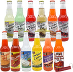 Lester and Melba's Fixins Soda | 12 Pack of Unique and Strange Flavored Soda Pop with Real Cane Sugar | 12 oz Glass Bottles in a Mixed 12 Pack Sampler with Crazy Soda Pop Bottle Opener