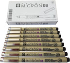 Sakura Pigma Micron pen 08 Black felt tip artist drawing pens - 8 pen set