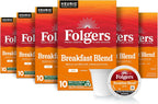 Folgers Breakfast Blend Coffee, Mild Roast, Keurig K-Cup Pods, 10 Count (Pack of 6)