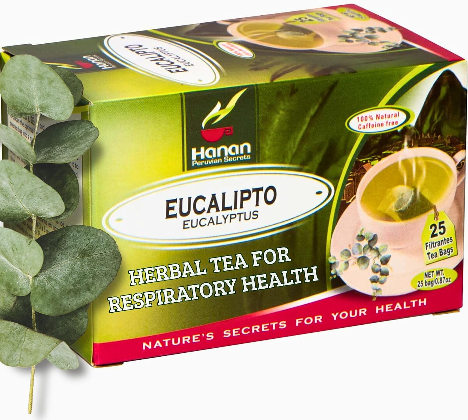 Hanan Premium Eucalyptus Tea - 100% Natural Eucalipto Hojas Naturales for Tea, Herbal Remedies and Aromatherapy - Dried Eucalyptus Leaves - Fresh Fragrant Floral Taste
