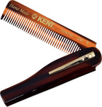 Kent 20T Handmade Folding Pocket Comb for Men, Fine Tooth Hair Comb Straightener for Everyday Grooming Styling Hair, Beard or Mustache, Use Dry or with Balms, Saw Cut Hand Polished, Made in England