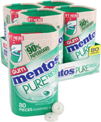 Mentos Pure Fresh Sugar-Free Chewing Gum with Xylitol, Spearmint, in a recyclable 90% Paperboard Bottle, 80 Piece, Pack of 4 Bottles