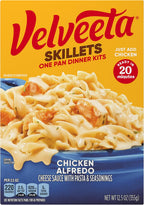 Velveeta Skillets Chicken Alfredo One Pan Dinner Kit with Cheese Sauce (Pasta & Seasonings, 6 ct Pack, 12.5 oz Boxes)