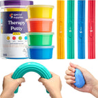 Special Supplies Physical Hand Therapy Putty & Flex Therapy Bar Resistive Hand Exercise Kit – Improve Grip, Strength, Dexterity & Mobility – Injury & Stress Relief – 8 Piece Set