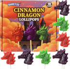 Cinnamon Dragon Lollipops, Sweet and Spicy Fantasy Themed Suckers, Individually Wrapped Party Favors, 18 Count
