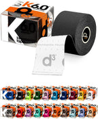 d3 K6.0 Kinesiology Tape 2in x 20Ft – Black Athletic Tape for Joint Support, Pain Relief & Muscle Recovery | Water Resistant & Hypoallergenic for Knee, Shoulder & Back – Uncut Roll