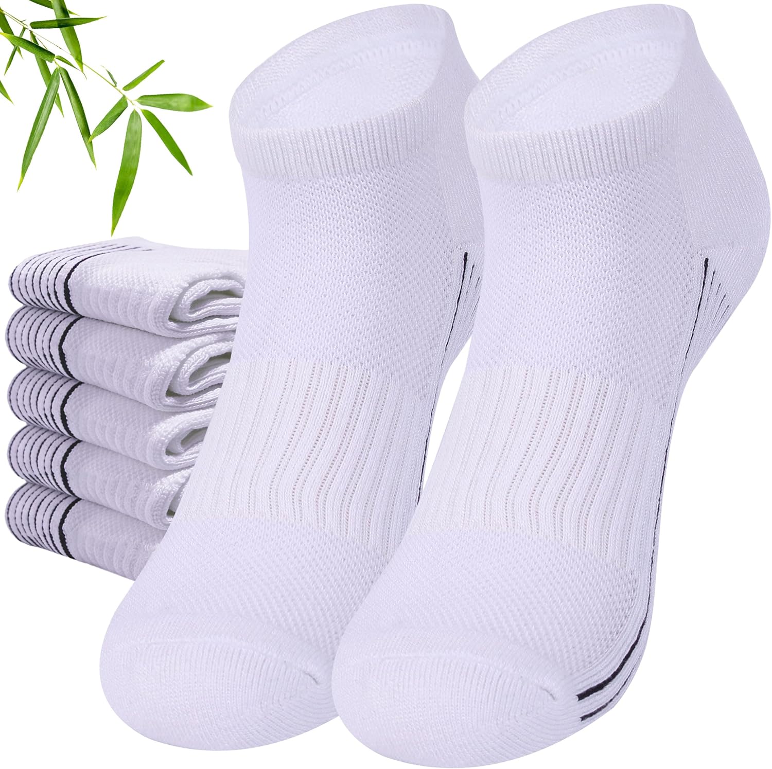 Sunew 6 Pairs Viscose Bamboo Socks, Unisex Cushioned Comfortable Ankle Workout Hiking Golf Socks
