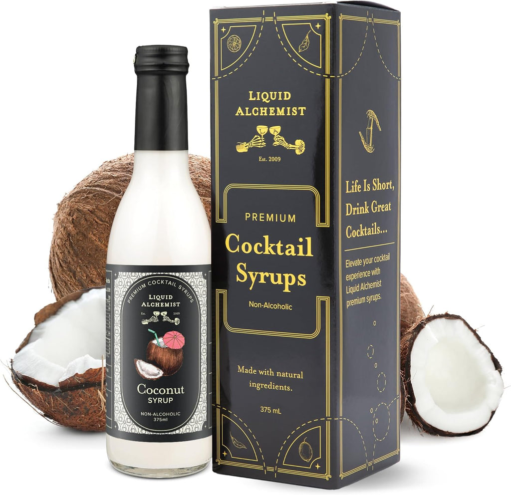Liquid Alchemist Coconut Syrup for Drinks - Real Ingredients Make our Cream of Coconut Syrup a Perfect Pina Colada Drink Mix - Tropical Flavoring for Drinks - Vegan & Non-GMO (12.7 oz)