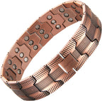 MagEnergy Copper Bracelet for Men, 3-Row Magnet Design, Ultra Strength Magnetic Bracelet 99.99% Pure Copper Wristband Adjustable Jewelry Gift with Sizing Tool