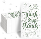 200Pcs Wash Your Hands Paper Napkins 3 Ply Disposable Green Hand Towels Bathroom Guest Napkins for Kitchen Wedding Anniversary Baby Shower Supplies