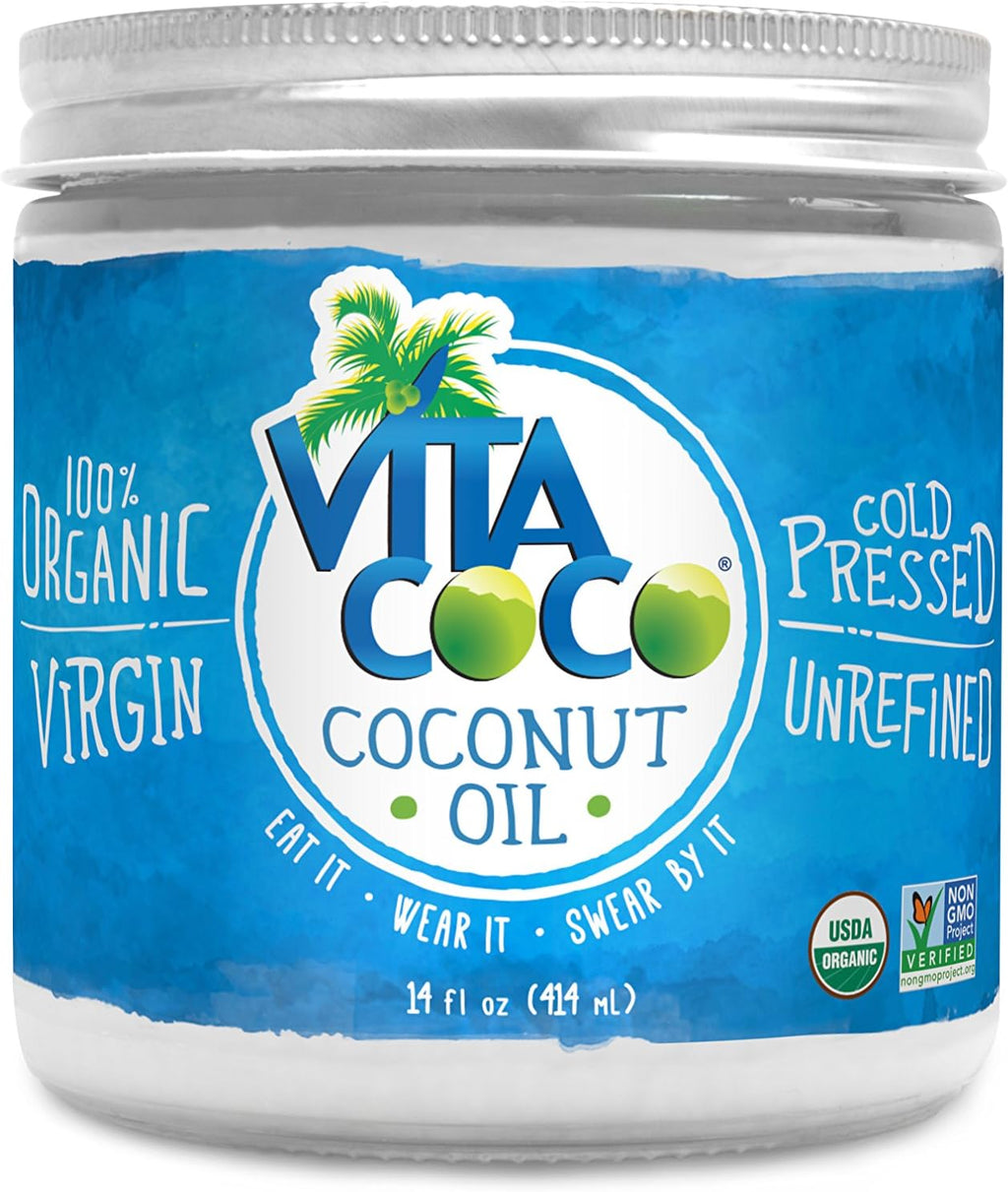 Vita Coco Organic Virgin Coconut Oil, Cold Pressed & Unrefined, 14 Ounce (Glass Jar)