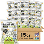 CauliPuffs - Corn, Rice, and Cauliflower Gluten Free Puffed Snack (15 x 0.75oz Bags, White Cheddar)
