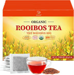Soeos Organic Rooibos Tea, 100 Count (Pack of 1), Naturally Sweet Herbal Tea, Caffeine Free, USDA Organic, Red Rooibos Tea Bags, Farmed in South Africa 9oz (250g)