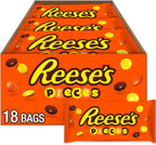 REESE'S PIECES Peanut Butter in a Crunchy Shell, Candy Bags, 1.53 oz (18 Count)