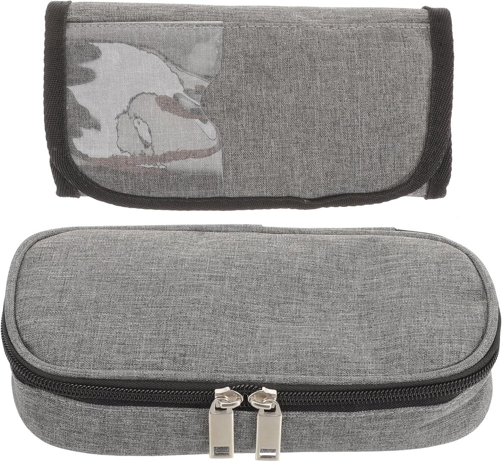 FRCOLOR Insulated Portable Insulin Bag with Reusable Ice Pack, Washable Insulin Supplies Storage Case for Diabetic Medicine Travel and Daily Use, Gray Mini Cooler Pouch