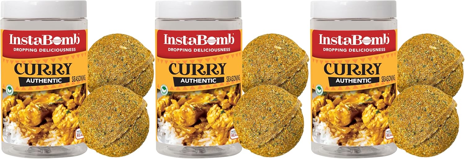Curry Bombs, Delicious Spice Rich in Traditional Flavor, Pre-Measured Seasonings blended with Authentic Spices and Herbs. Vegan Friendly (2 Curry Bombs Per Jar) (3-Jars)