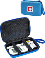 Gealaek Diabetes Supply Case with Hard Shell, Diabetic Organizer Carrying Case Portable Glucose Meter Storage Bag (Blue)