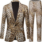 Mens 2 Piece Suit, Floral Notch Lapel, One Button Slim Fit, Dinner Party Jacket Pants Set