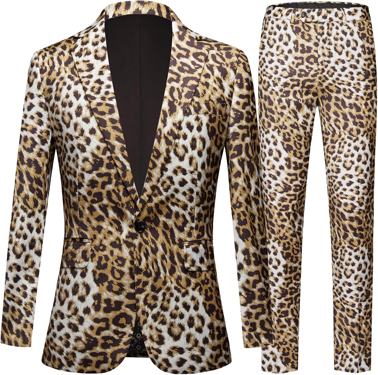 Mens 2 Piece Suit, Floral Notch Lapel, One Button Slim Fit, Dinner Party Jacket Pants Set