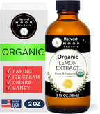 Organic Lemon Extract for Baking, Ice Cream, Drinks, and Candy - 2 oz - Water-Soluble - By Harvest Moon Delights - Pure Lemon Flavoring