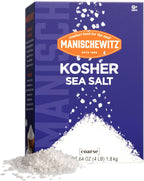Manischewitz Natural Kosher Salt (4lb Box) | EZ-Pour Spout | 100% Coarse Sea Salt from Sicily Italy | Iodine Free | No Additives or Fillers | Salt Grinder Refill | 25% more than 3lb box