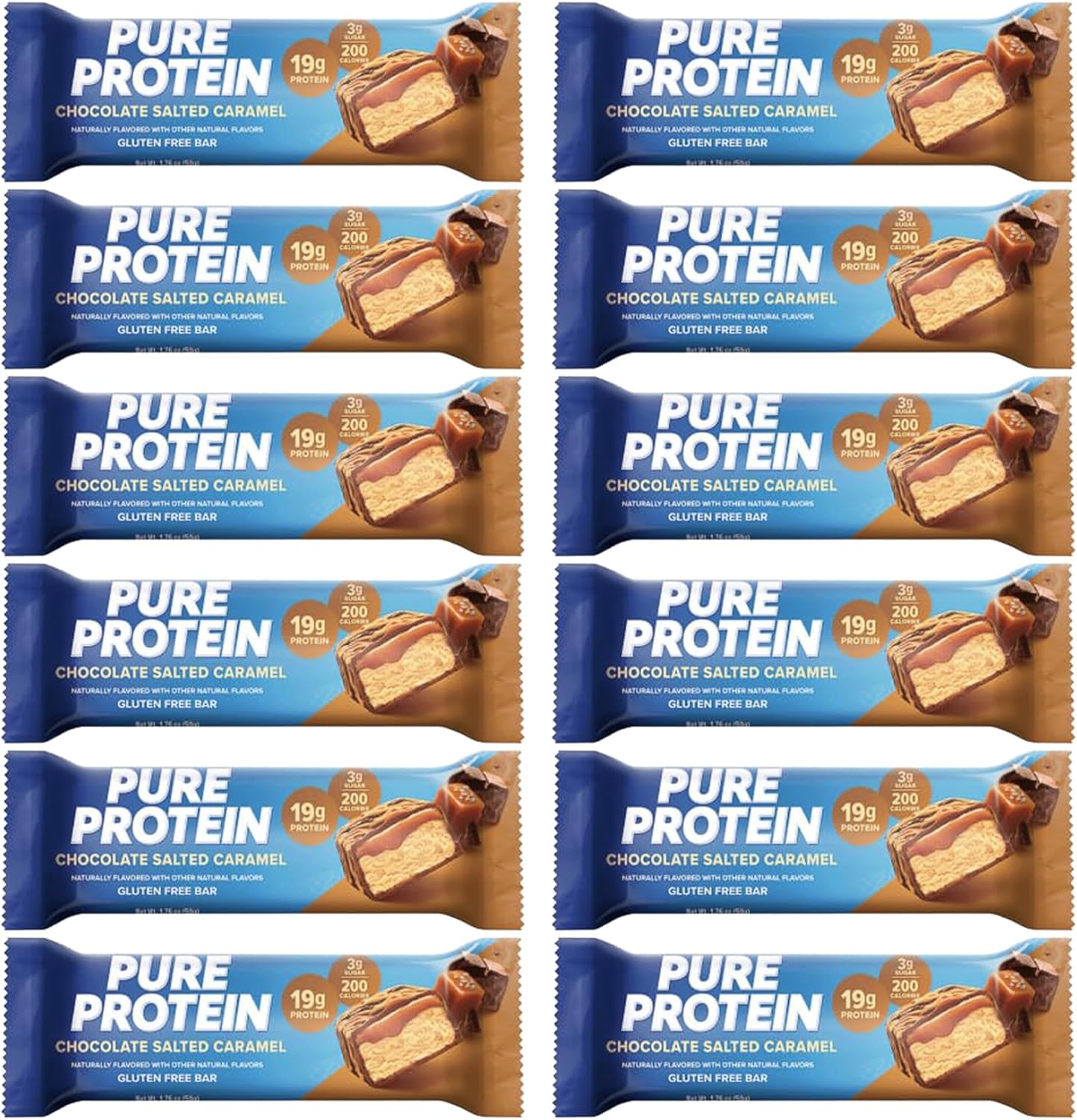 Pure Protein Bars, High Protein, Nutritious Snacks to Support Energy 1.75 oz Low Sugar, Gluten Free 12 Count Salted Chocolate Caramel