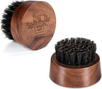 BFWood Beard Brush for Men - Boar Bristles Small and Round - Black Walnut Wood