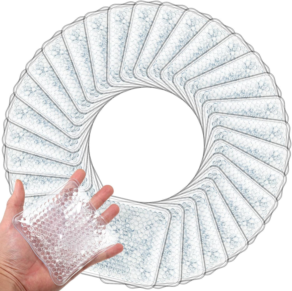 TrelaCo 30 Pack Clear Small Ice Packs for Injuries Reusable Mini Boo Boo Gel Bead Ice Pack Soft Cold Packs Cold Hot Compress for Pain Relief Wisdom Teeth Breastfeeding, Tired Eyes Face Neck
