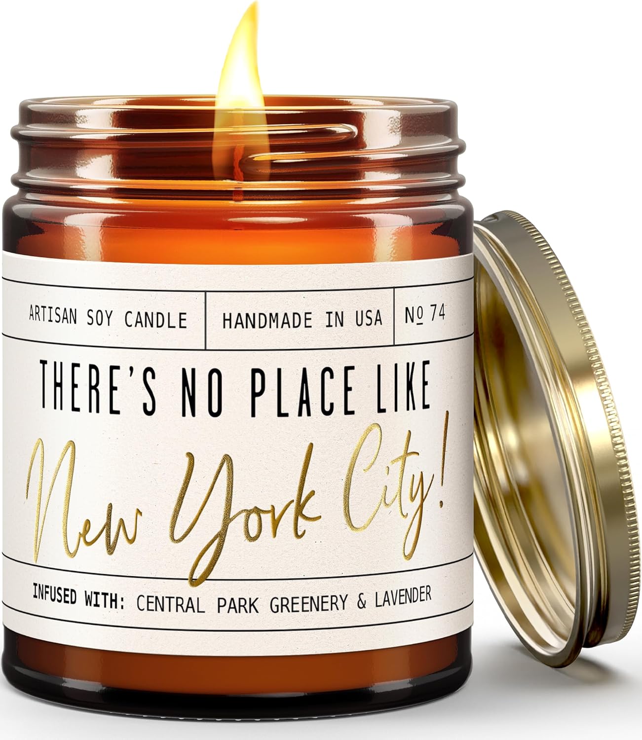New York City Gifts, New York City Decor for Home - 'There's No Place Like New York City Candle, w/Amber & Moss I New York City Souvenirs I 9oz Jar, 50Hr Burn, Made in USA