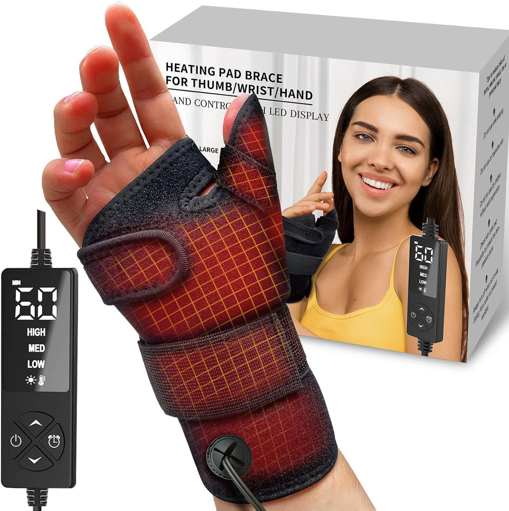 sticro Thumb & Wrist Heating Pad for Hand Arthritis, Heated Wrist Wrap Brace for Sprains Thumb, Tendonitis Pain Relief for Left/Right Hand (S)