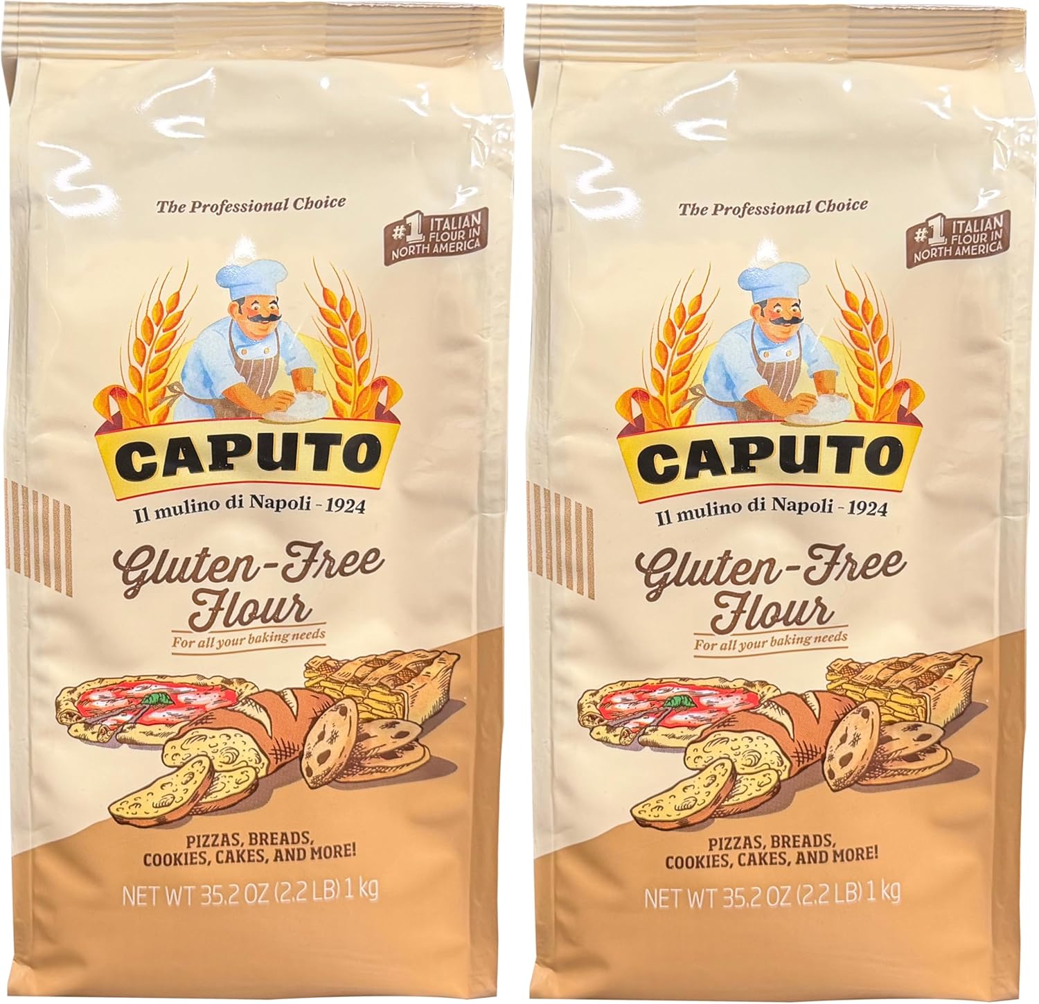 Antico Molino Napoli Antimo Caputo Pizza Flour, Gluten Free, 2.2 Pound (Pack of 2)