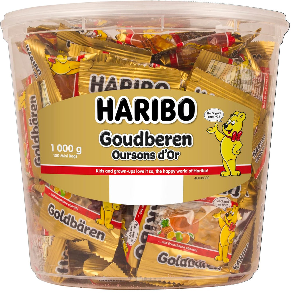 Haribo Gold Bears / Goldbären, 100 Mini Bags, 980g Tub