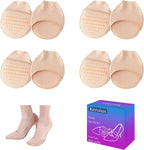 4Pairs Women's Toe Topper Liner Socks,Low Cut No Show Toeless Half Socks,Forefoot Cushion Pads for Flat,High Heels
