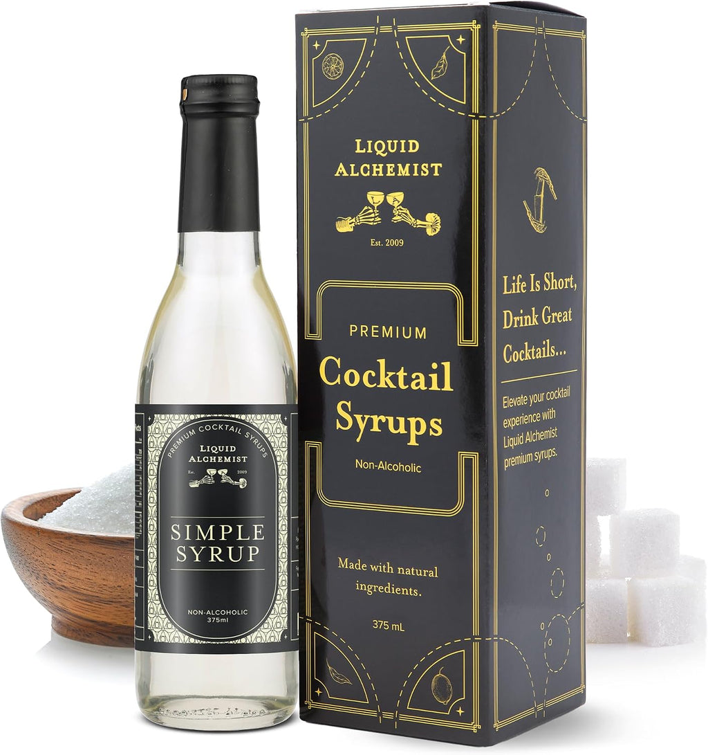 Liquid Alchemist Simple Syrup for Cocktails - Real Ingredients Make our Simple Sugar Syrup the Perfect Old Fashioned Mix - Our Drink Mix is Non-GMO Gluten Free & Vegan (12.7 oz)