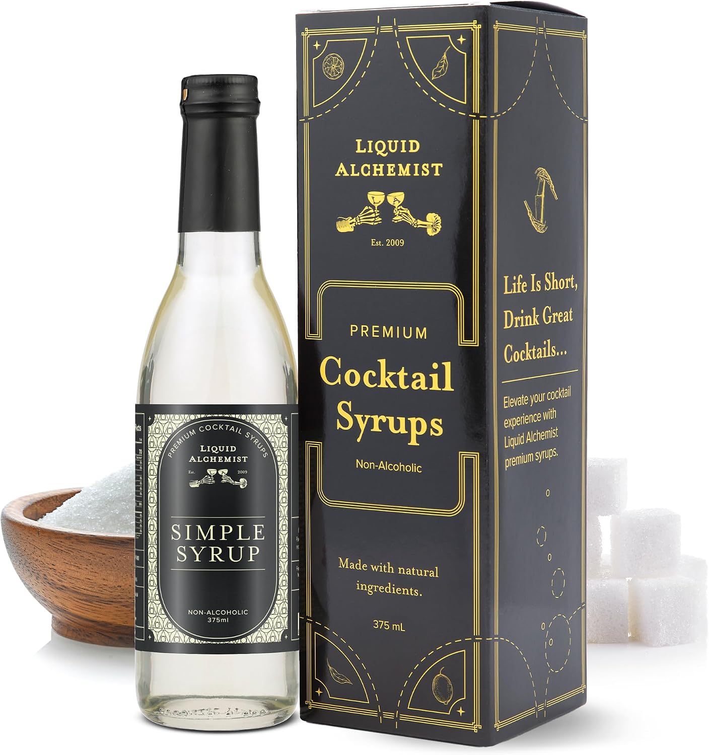 Liquid Alchemist Simple Syrup for Cocktails - Real Ingredients Make our Simple Sugar Syrup the Perfect Old Fashioned Mix - Our Drink Mix is Non-GMO Gluten Free & Vegan (12.7 oz)
