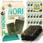 KIMNORI Seasoned Seaweed Snacks Sheets – Organic Sea Salt Flavor 24 Individual Packs Roasted Crispy Premium 100% Natural Laver Kim Nori 4g 0.14 Ounce