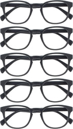 OPULIZE POP Reading Glasses for Women Men,Scratch Resistant Round Matt Frame with Spring Hinges, Grey +2.50 (Pack of 5)