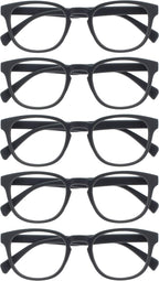 OPULIZE POP Reading Glasses for Women Men,Scratch Resistant Round Matt Frame with Spring Hinges, Grey +3.00 (Pack of 5)