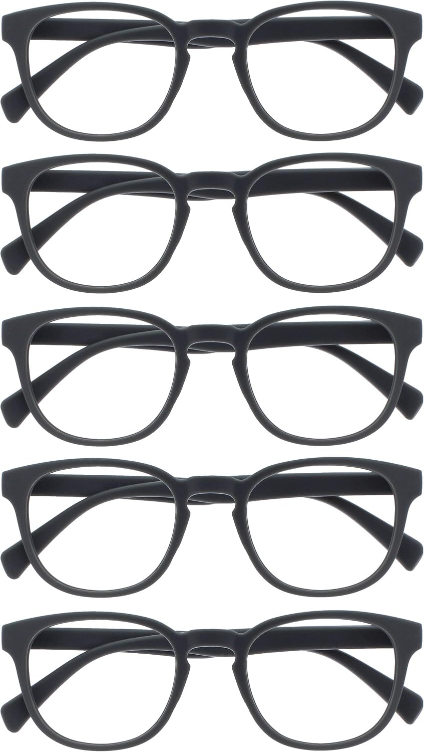 OPULIZE POP Reading Glasses for Women Men,Scratch Resistant Round Matt Frame with Spring Hinges, Grey +3.00 (Pack of 5)